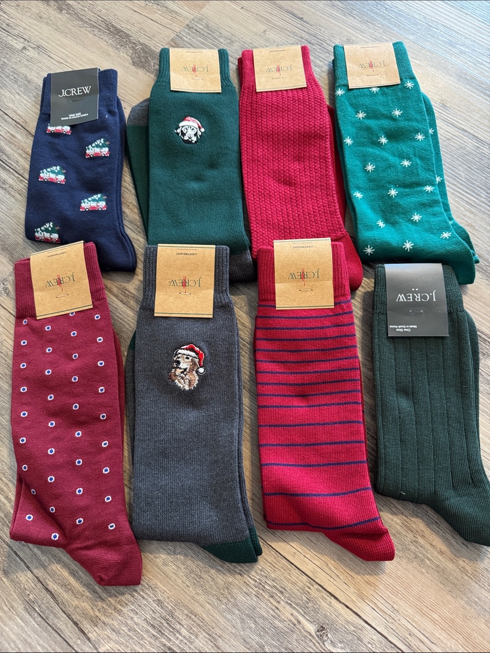 J. Crew Men's Patterned Holiday Dress Socks - Red & Green Mix 8 pairs